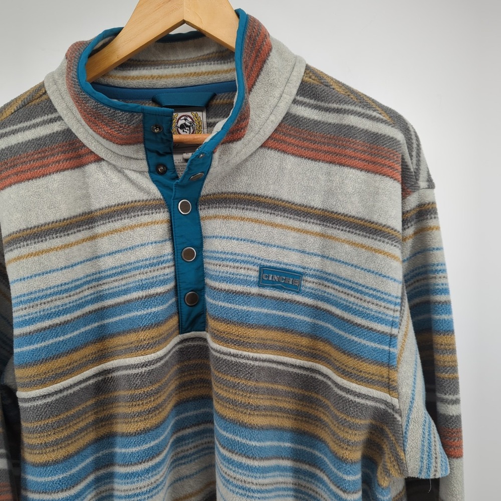 Cinch Men's Sweater Fleece Snap‎ Pullover Western-theme *READ* lightly Damaged
